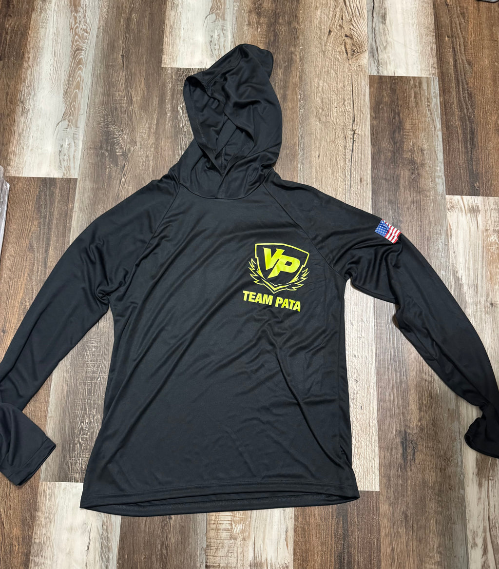 Jersey manga larga para agua Vitelli-Pata (VP) – Negro / Verde Neón con capucha