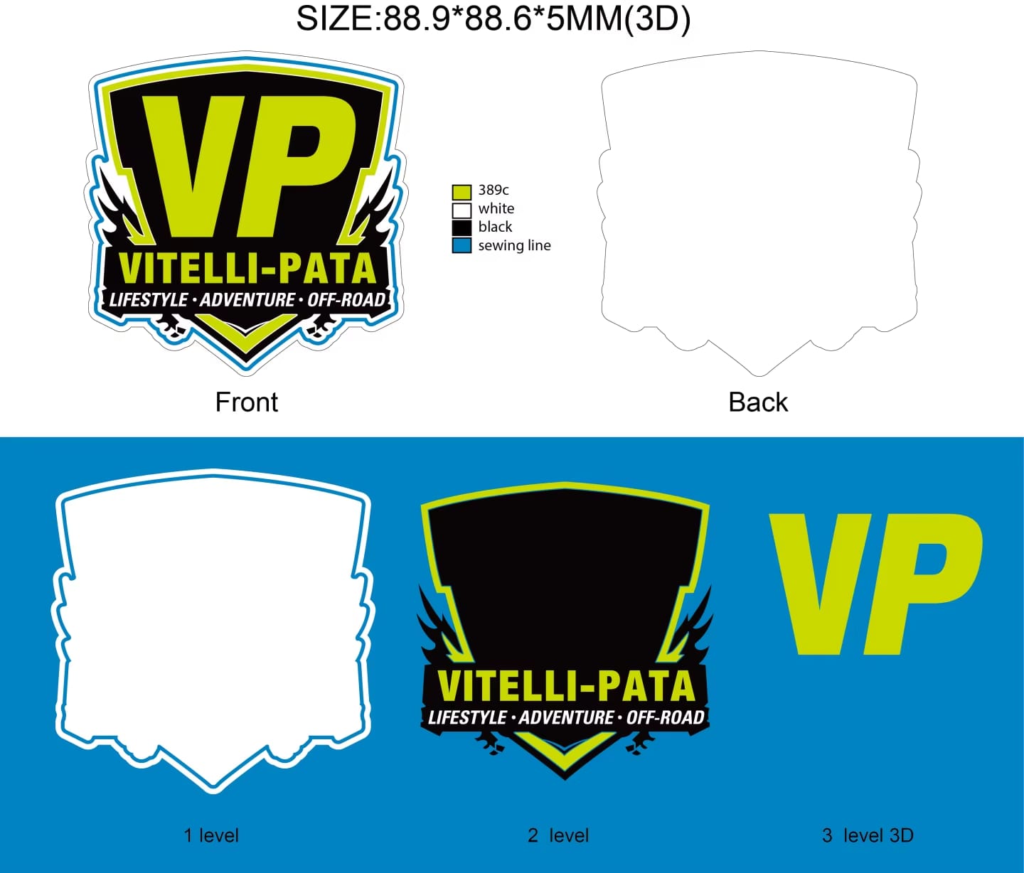 Vitelli Pata Shield Patch — 3D Emblem